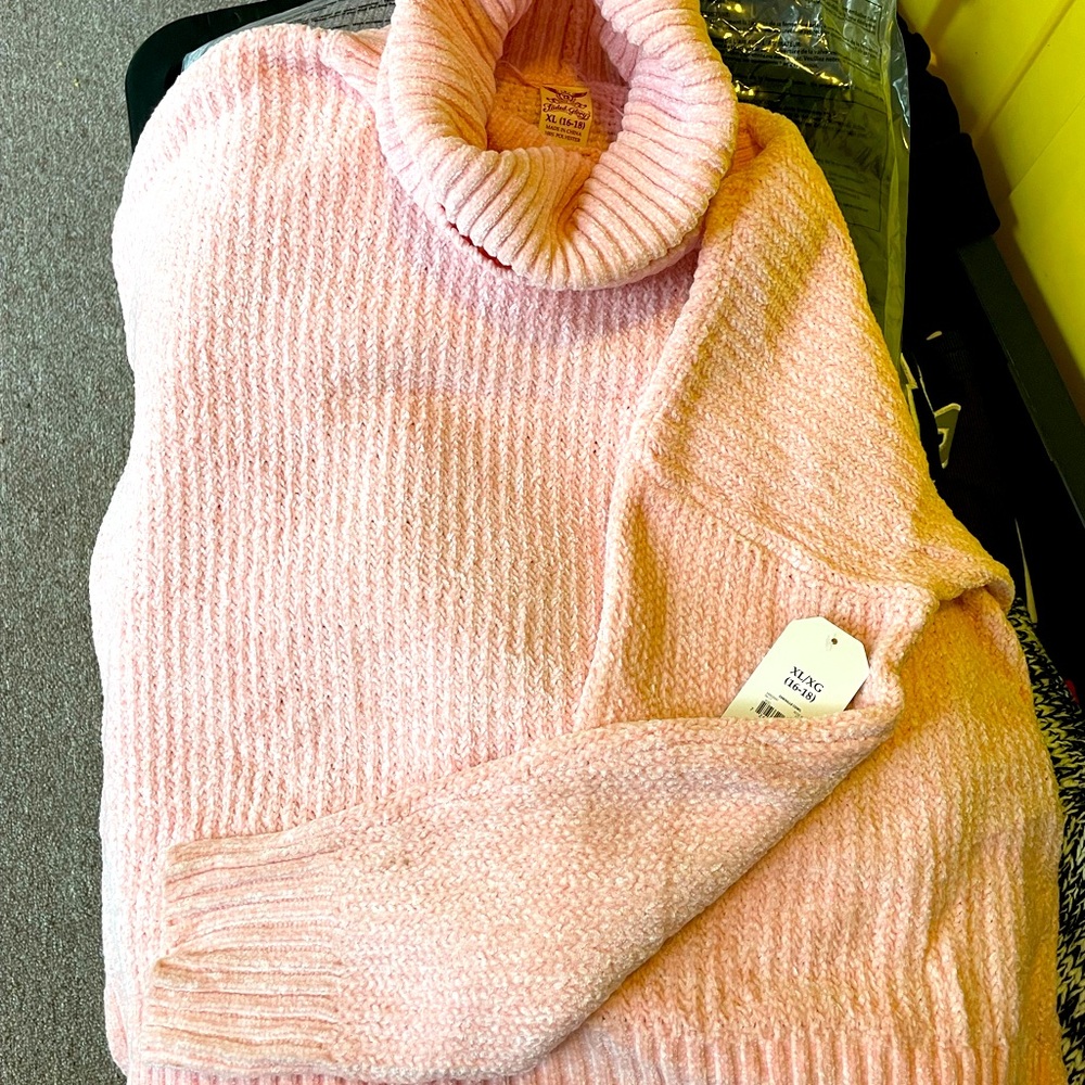 Faded Glory chinel cowl neck sweater, pink, XL, NWT